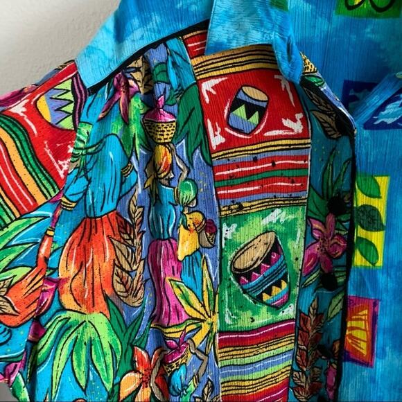 BOP Vintage Art to Wear Tropical Scene Women in Action Art Vibrant Artsy 1X - Picture 6 of 15
